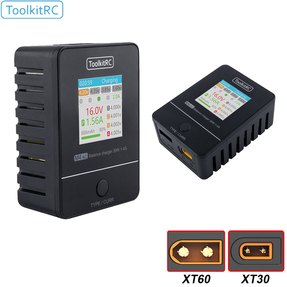 Drone Battery 4S - ToolkitRC-M4AC Carregador para baterias Drone, 30W,