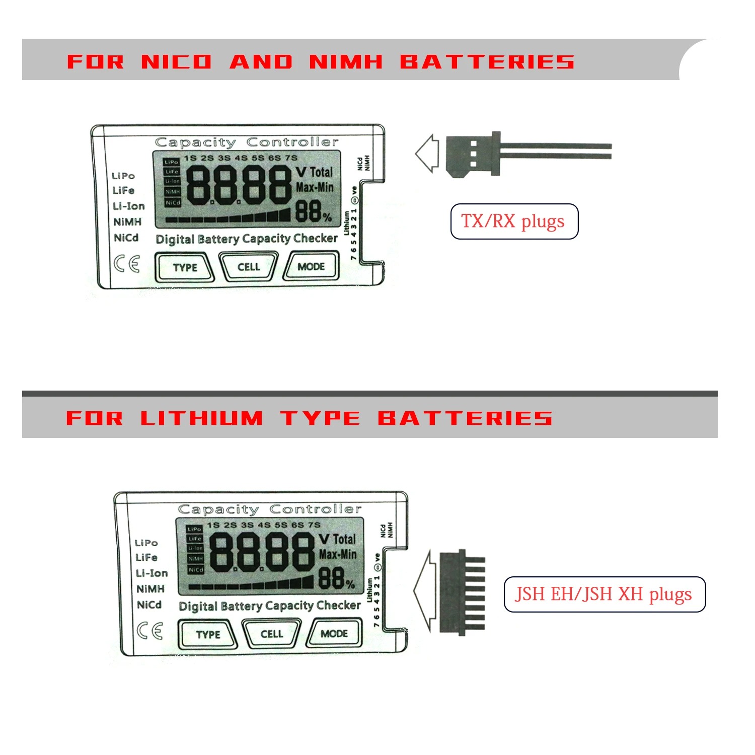 Drone Battery Alarm - Medidor de Células RC 7 em